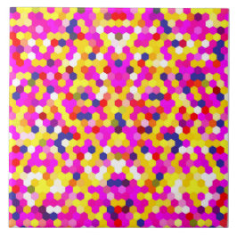 färgstark rosa gult hexagon mönster art kakelplatta