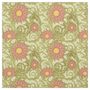 Färgstark Rosa Solblommor Blommigt Illustration Tyg