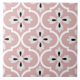 Färgstark rosa, vita spanska Medelhavsformer Kakelplatta
