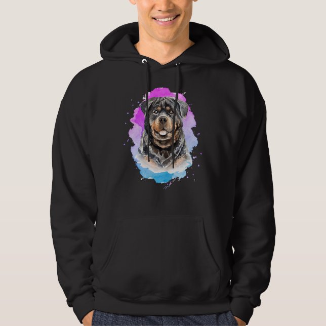 Färgstark Rottweiler-Hund Hoodie (Framsida)