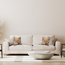 Färgstark roustisk blomma kudde