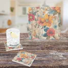 Färgstark roustisk blomma stenunderlägg