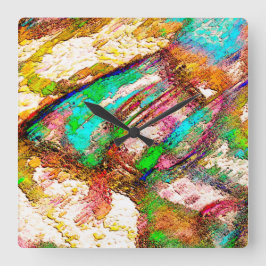 Färgstark - Rustisk och grov som grovgjutning Fyrkantig Klocka