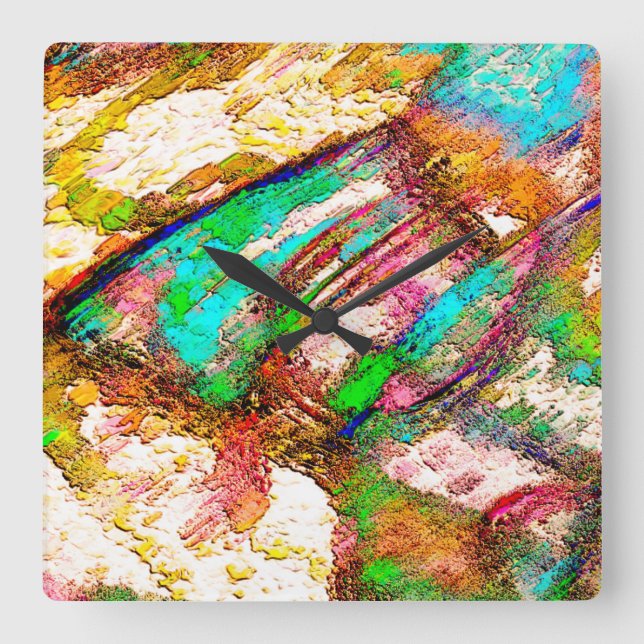 Färgstark - Rustisk och grov som grovgjutning Fyrkantig Klocka (Framsida)