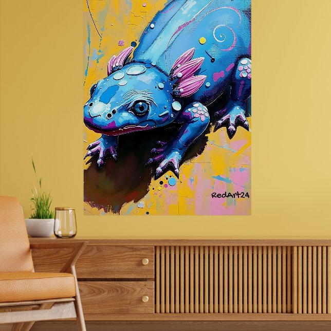 Färgstark Salamander Väggkonst – Hotade Amfibier (Vardagsrum 2)