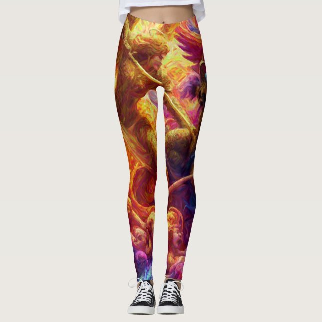 Färgstark selleri-Abstrakt-målning Leggings (Framsida)