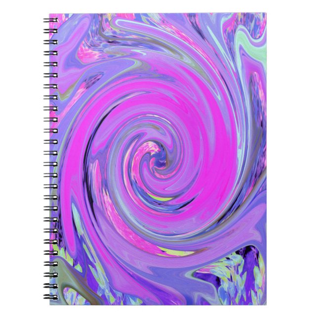 Färgstark Shock rosa och Lila Boho Hippie Swirl Anteckningsbok (Framsidan)