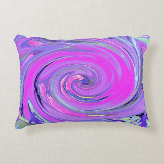 Färgstark Shock rosa och Lila Boho Hippie Swirl Prydnadskudde (Framsidan)