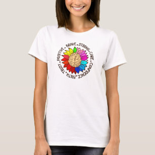 Färgstark solrosbrain Medvetenhet om psykisk häl T Shirt