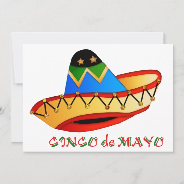 Färgstark Sombrero Cinco de Mayo Inbjudningar (Framsida)