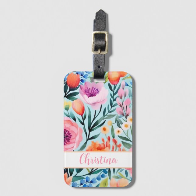 Färgstark sommarblomma med namn bagagebricka (Framsida vertikal)