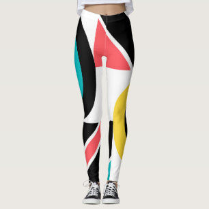 Färgstark, stads-, trendig-, modern geometrisk ko leggings