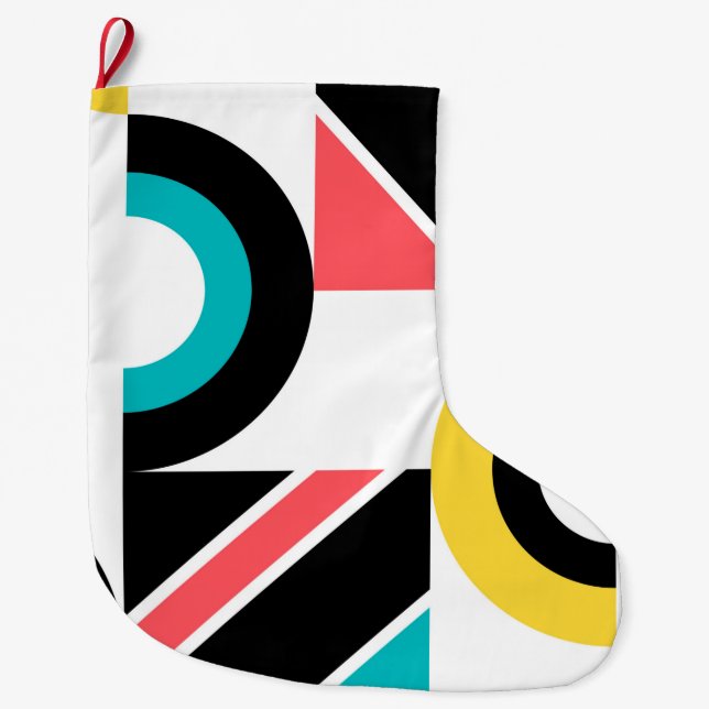 Färgstark, stads-, trendig-, modern geometrisk kon stor julstrumpa (Framsidan)