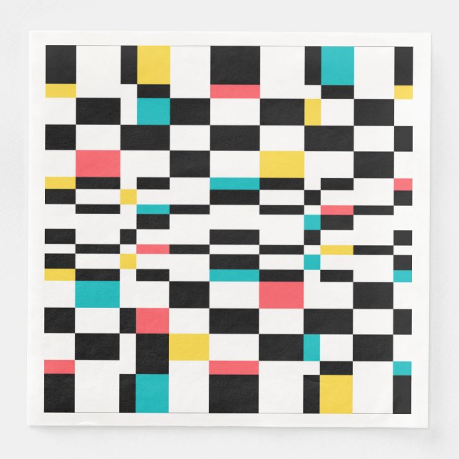 Färgstark, stadskaraktär, modern, trendigets geome pappersservett (Framsida)