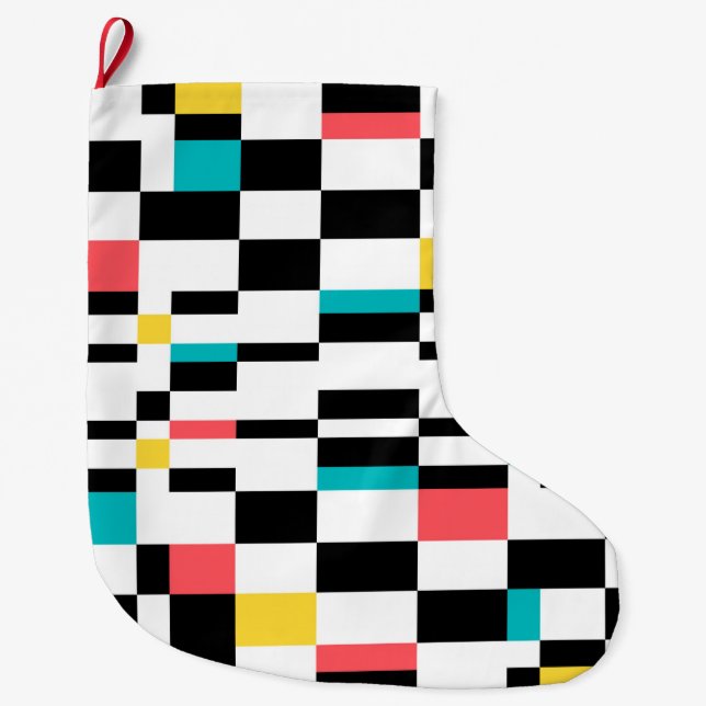 Färgstark, stadskaraktär, modern, trendigets geome stor julstrumpa (Framsidan)