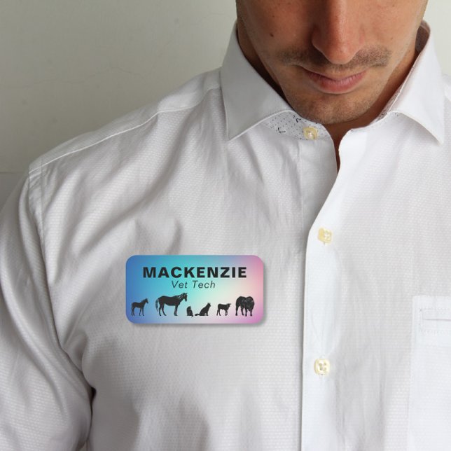 Färgstark stor och liten djurveterinär namnbricka (Skapare uppladdad)