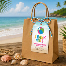 Färgstark strandtema (strandboll) presentetikett
