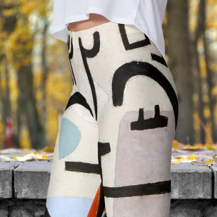 Färgstark svart och vit Abstrakt Skriv ut Leggings