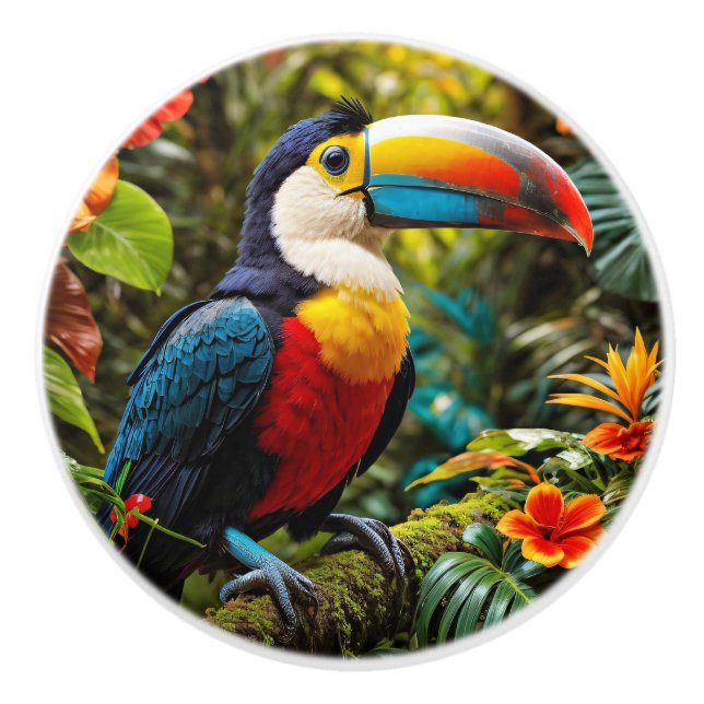 Färgstark Toucan Bird Knopp (Framsidan)