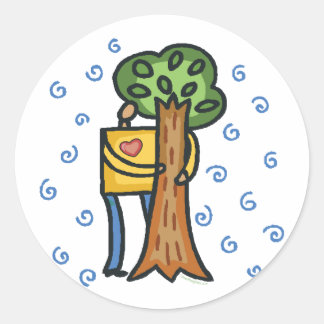 Färgstark Tree hugger Runt Klistermärke