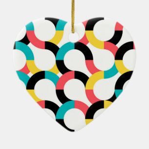 Färgstark, trendig, glad, roligt modern geometrisk julgransprydnad keramik