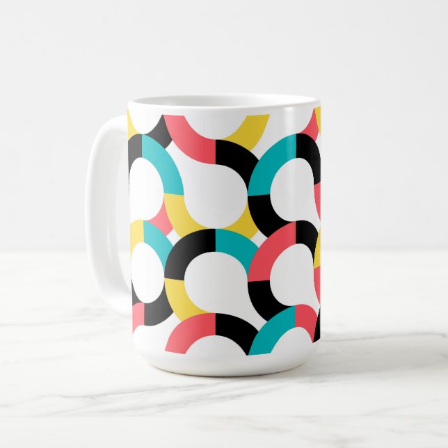 Färgstark, trendig, glad, roligt modern geometrisk kaffemugg (Framsida vänster)