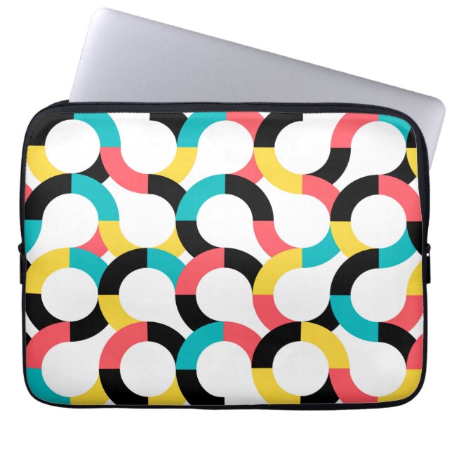 Färgstark, trendig, glad, roligt modern geometrisk laptop fodral (Framsidan)