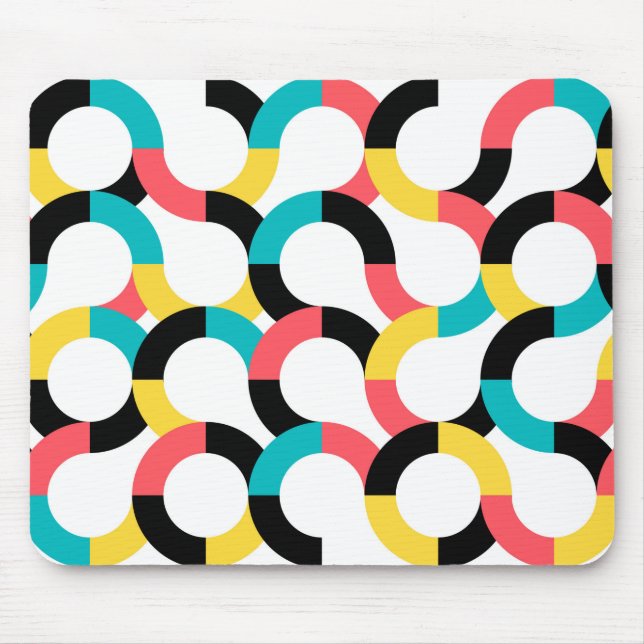Färgstark, trendig, glad, roligt modern geometrisk musmatta (Framsidan)