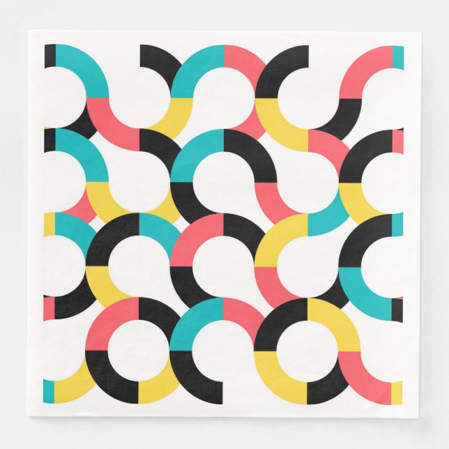 Färgstark, trendig, glad, roligt modern geometrisk pappersservett (Framsida)