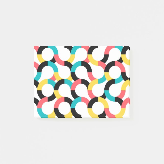 Färgstark, trendig, glad, roligt modern geometrisk post-it block (Framsida)