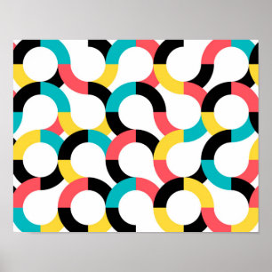Färgstark, trendig, glad, roligt modern geometrisk poster