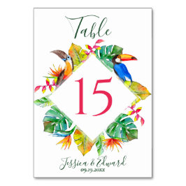 Färgstark tropisk hawaiisk Blommigt Bröllop Bordsnummer