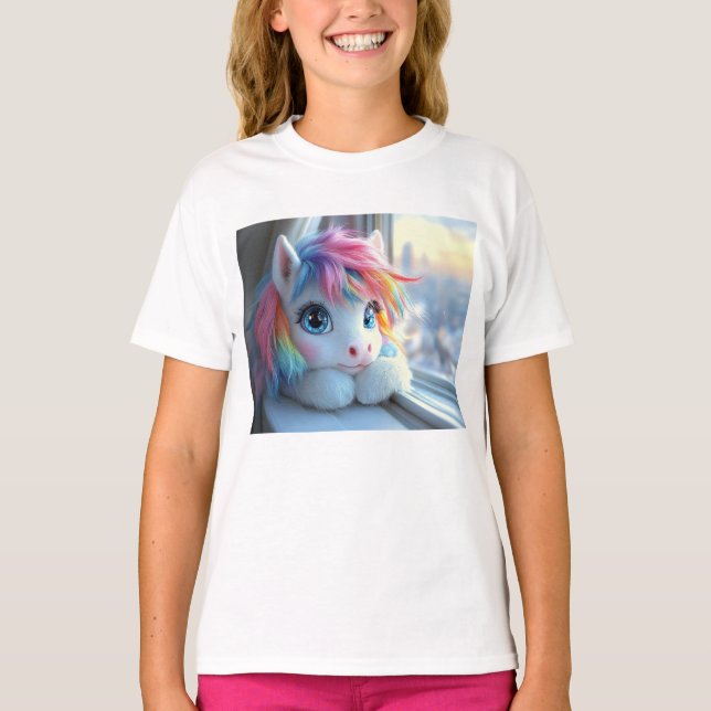 Färgstark Unicorn-foto T Shirt (Framsida)