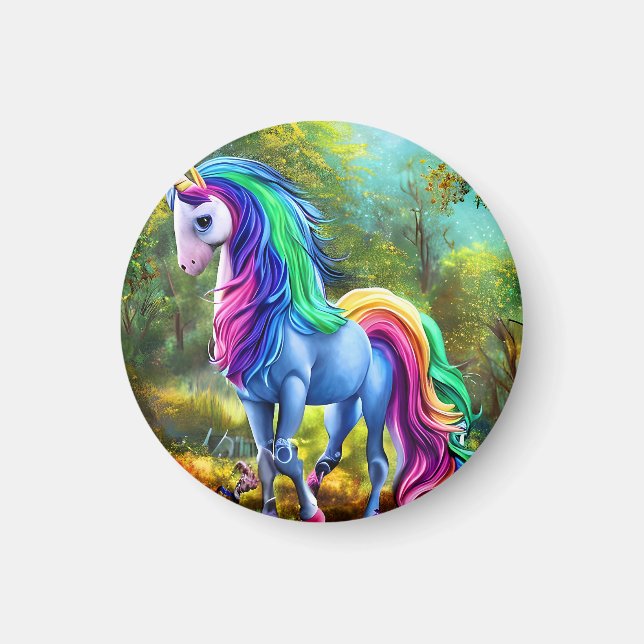 Färgstark Unicorn Horse Magnet (Framsidan)