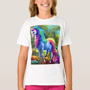 Färgstark Unicorn Horse T Shirt