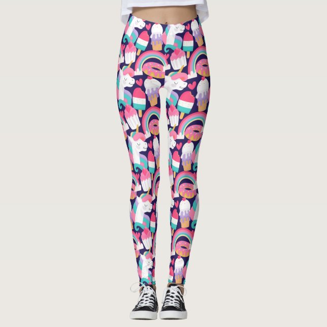 Färgstark Unicorn Leggings (Framsida)