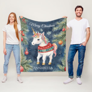 Färgstark Unicorn-Personlig - jul Fleecefilt