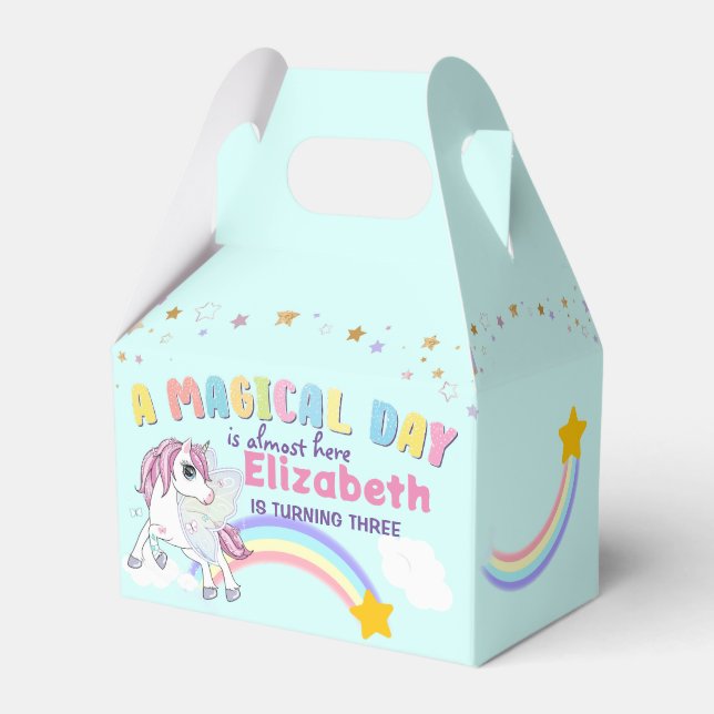 Färgstark Unicorn Rainbow Cute Magic Rosa Presentaskar (Framsidan Sidan)