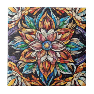 Färgstark, unik Abstrakt-mosaikblomma Kakelplatta
