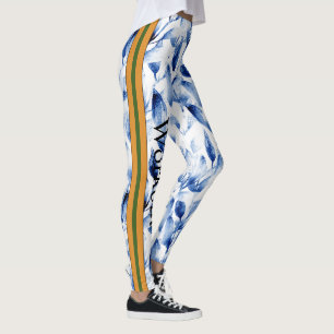 Färgstark, unik design l Blommigt Blue l Workout Leggings
