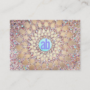 Färgstark, unik och framträdande monogram Glitter Visitkort