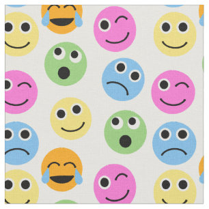 Färgstark utskrift av Emojis Emoticon Ansikte Tyg