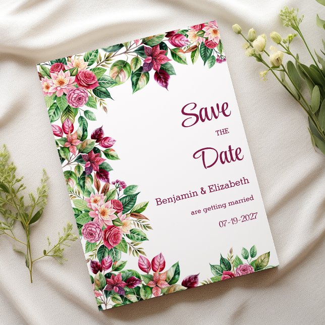 Färgstark, vacker blombukett Spara datum Inbjudningar (Colorful beautiful flower bouquet Save the Date )