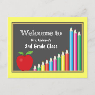 Färgstark välkomstsida Back to school Vykort