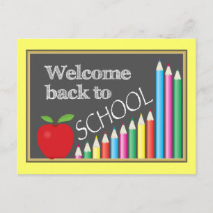 Färgstark välkomstsida Back to school Vykort