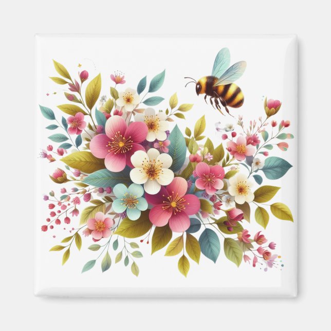 Färgstark, Vår/Blommigt bin Magnet (Framsidan)