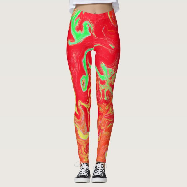 Färgstark vattenfärg Mönster Leggings (Framsida)
