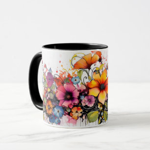 Färgstark vibrant blommor Botaniska trädgårdsnatur Mugg