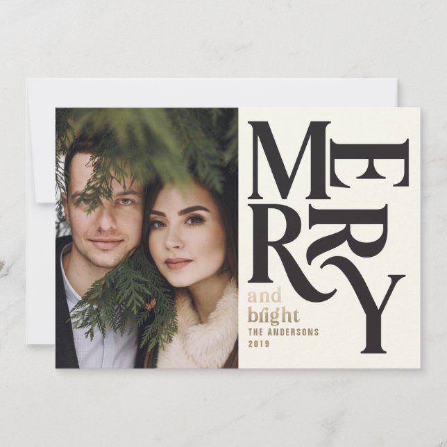 Färgstark vintage - merry chritsmas-foto meddelande (Framsida)