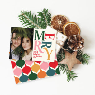 Färgstark vintage - merry chritsmas-foto meddelande